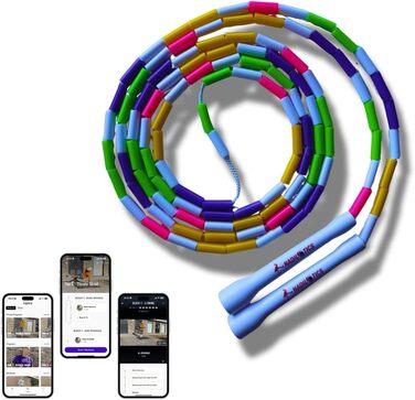 Стрибкове канат Elevate Rope Professional з перлами, 3м, регульований, поліестер - для фрістайлу, кардіо та трюків, для всіх рівнів, для використання в приміщенні та на вулиці