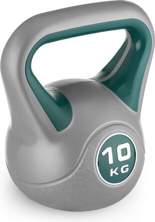 Гиря Gymtek 10 кг для кросфіту та фітнесу, ергономічна ручка, темно-зелена, для силових тренувань вдома та в залі