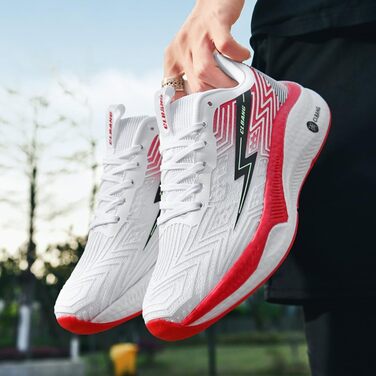 Кросівки для бігу та повсякденного носіння: чоловічі та жіночі, легкі, дихаючі, для занять спортом, тенісу, фітнесу, ходьби. Розміри 35-45 (білий, червоний, 44 EU)