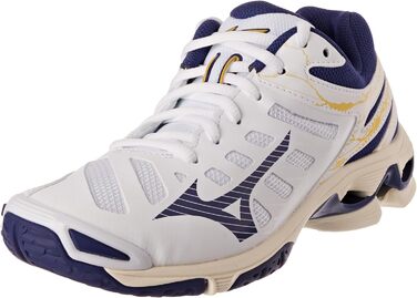 Волейбольне взуття Mizuno Wave Voltage, чорно-біле, 42 EU, White Blueribbon Mp Gold
