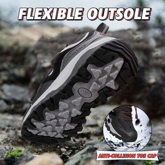 Дитячі трекінгові кросівки UOVO, водонепроникні, для бігу та трейлраннінгу, чорні, розмір 38 EU