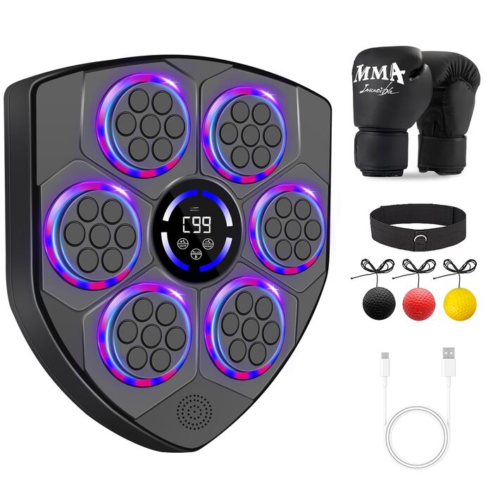 Музична боксерська машина для дітей та дорослих, Bluetooth бокс-автомат з рукавичками, електронна боксерська машина для домашнього фітнесу, тренування в приміщенні, стиль 4