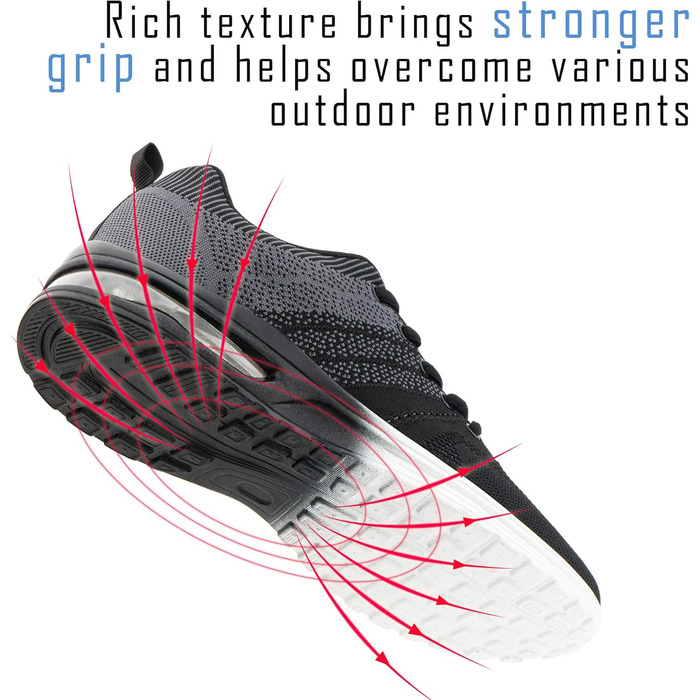 Спортивні кросівки Hitmars для чоловіків та жінок з повітряною подушкою, розмір 36-48 (43 EU, сірий)