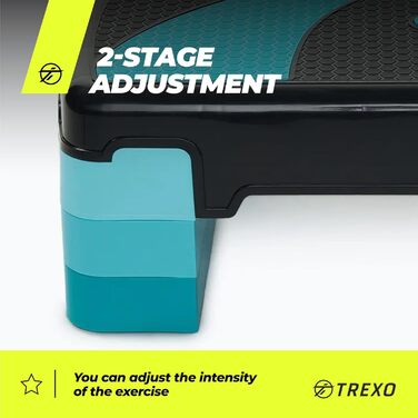 Степ-платформа TREXO для аеробіки та фітнесу, 78 x 30 см, регульована висота 10-20 см, синій