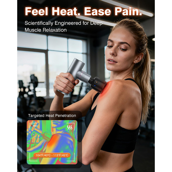 Масажер для м'язів Cotsoco з підігрівом та охолодженням, перкусійна масажна пістолета, глибоке розслаблення м'язів, портативний, сірий