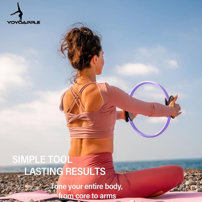 Набір для пілатесу вдома, 11-кількісний набір для пілатесу, фітнес-набір для жінок, м'яч для пілатесу та кільце, аксесуари для пілатесу (фіолетовий)