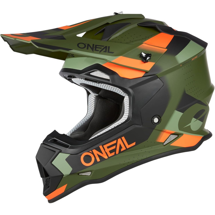 Шолом для мотокросу O'NEA MX Enduro, ABS, вентиляція, 2SRS, для дорослих, зелений/чорний/помаранчевий, розмір M