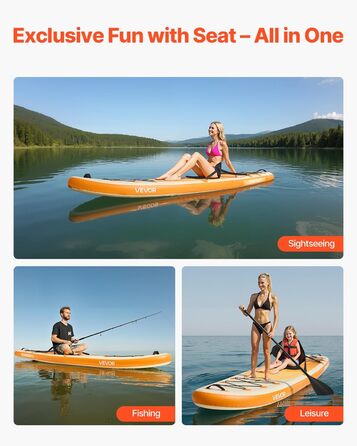 Надувний SUP VEVOR Stand Up Paddle Board (323/335см) з аксесуарами: насос, весло, рюкзак, ремнабір, кишенька для телефону. Підходить для дорослих та дітей.