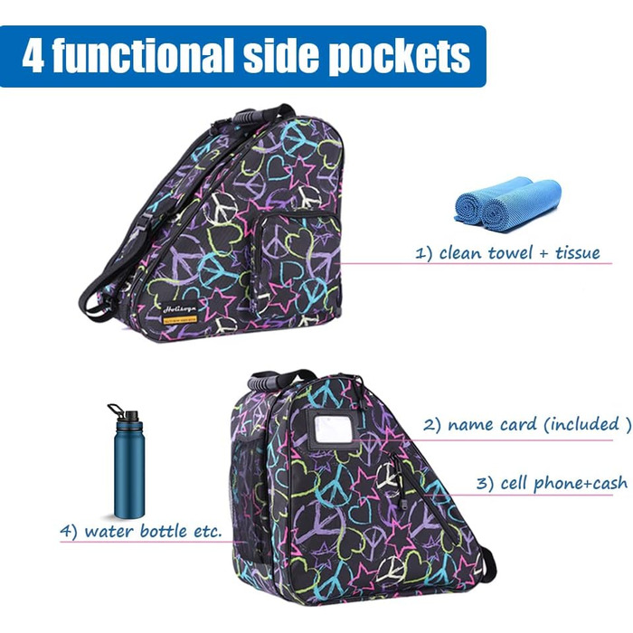 Сумки для роликів, ковзанів, фігурного катання Holisogn HLS002 - чорні, для дітей, підлітків та дорослих