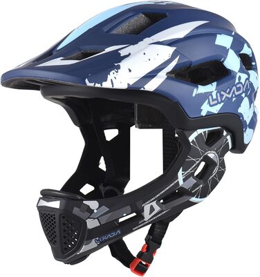 Дитячий велосипедний шолом Lixada Fullface 2-в-1, знімний підборідник, регульований розмір 52-56 см, універсальний, для велосипеда, скейтборда, синій