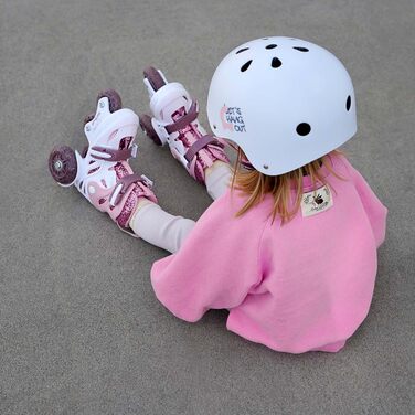 Роликові ковзани Cariboo для дітей, ролики для початківців, регульовані, 2 розміри, з навчальними колесами, блискучі, рожеві, для дівчаток, балетки XS (26-30), рожево-сливовий