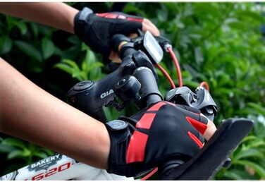 Велосипедні рукавички для чоловіків та жінок літні, напівпальцеві для гірського велосипеда, шосе, піших прогулянок, альпінізму, чорні, червоні, розмір L