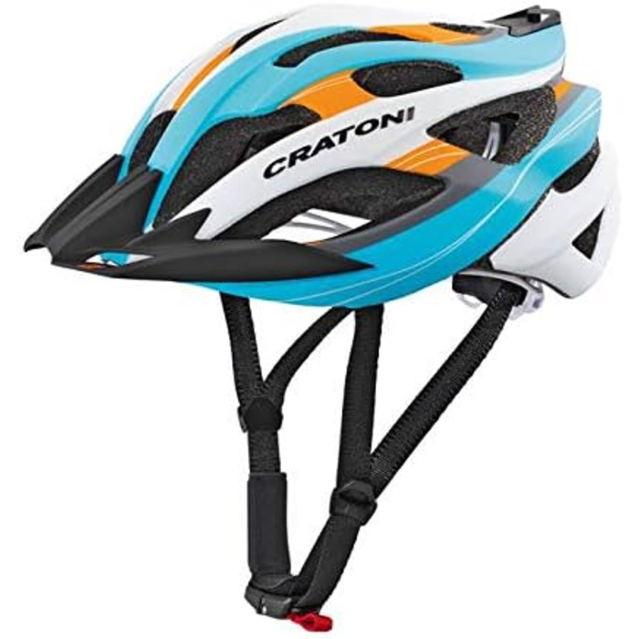 Велошолом Cratoni C-Tracer синьо-оранжево-сріблястий для гірського велосипеда, розмір S-M (53-56 см)
