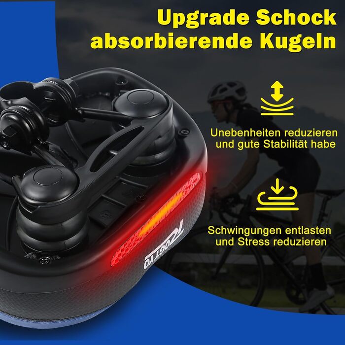 Велосипедне сідло з гелевою подушкою Pro 2.0: широке, м'яке, комфортне, дихаюче, з пам'яттю форми, водонепроникне, блакитне