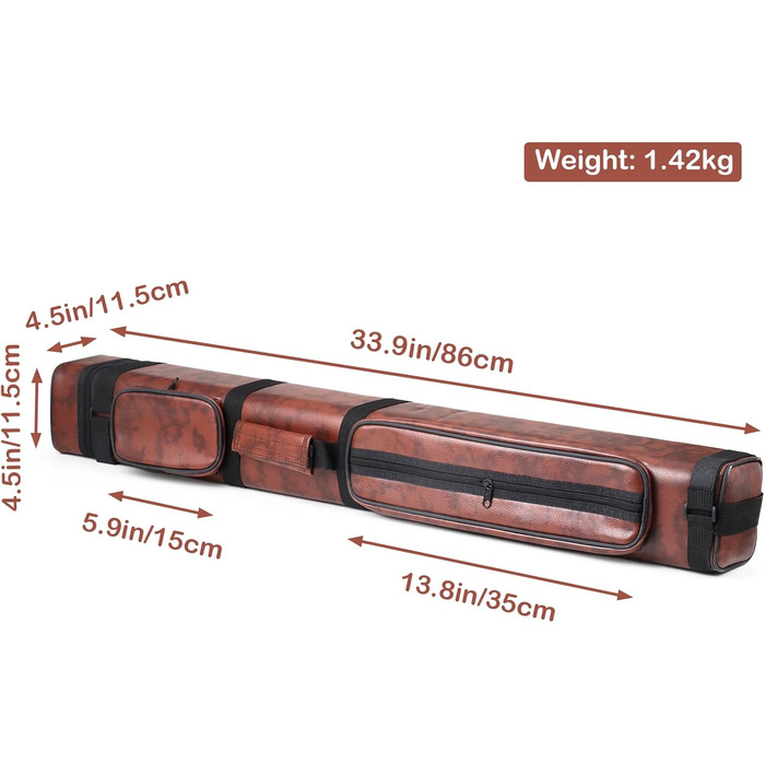 Чохол для більярдних київ: на 3 батти та 6 шесток, з екошкіри, жорсткий, коричневий