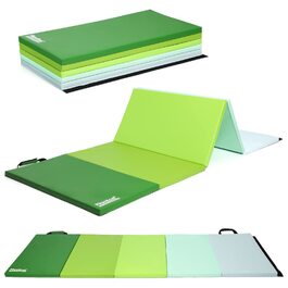 Складаний гімнастичний мат для фітнесу та tumbling 195 x 75 x 3 см, м'який килимок для спорту та ігор з ручками для перенесення, дитячий мат для активних ігор