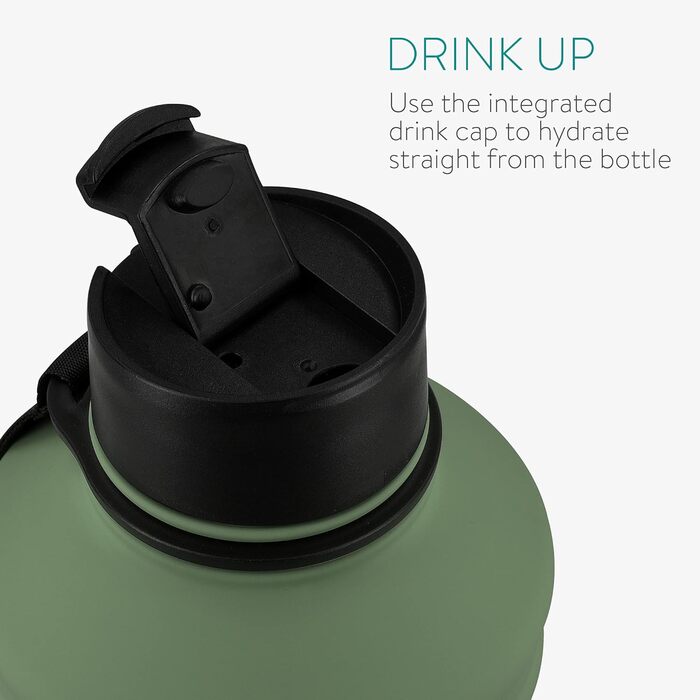 Navaris спортивна пляшка 2,2 л із нержавіючої сталі, темно-зелена, BPA-free, для води, спортзалу та фітнесу