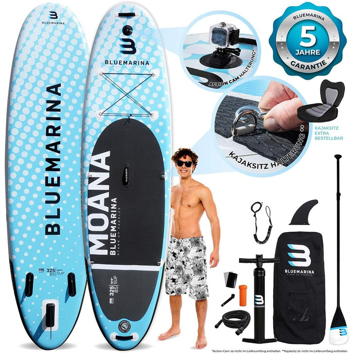 Надувна SUP-дошка Bluemarina Moana 325x85x15 см, комплект для сапбордингу, вантажопідйомність до 180 кг, 5 років гарантії