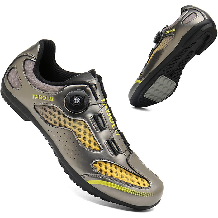 Чоловічі велосипедні туфлі для MTB та шосейних велосипедів, без фіксатора, Flat підошва (46 EU, Золотий)