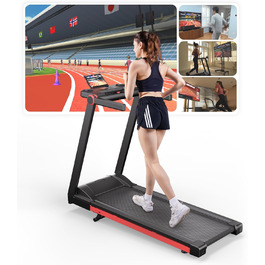 Біговий доріжки DeerRun для дому, Walking Pad з нахилом 6% та поверхнею для бігу 42 x 112 см, складаний з AI тренером та мультиплеєром, чорний