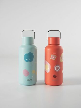 Пляшка для води EQUA Timeless, нержавіюча сталь, 1000 мл, BPA-free, герметична, довговічна, багаторазова, 600 мл, Sunny Side Up