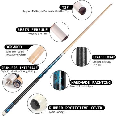 Більярдний кий LOTKEY 58'' (21 oz) з крейдою (3 набори) - міцний, для професіоналів