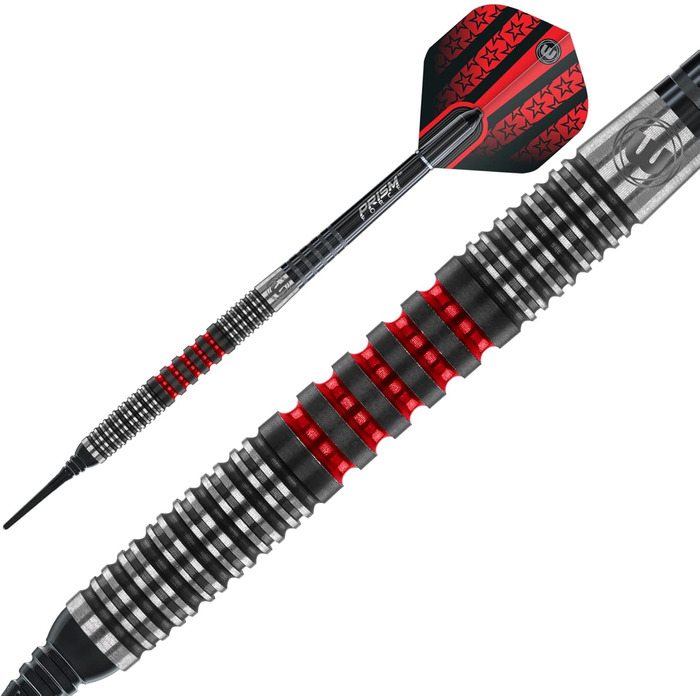 Дротики WINMAU Joe Cullen 22 грамів Softip професійні, вольфрамові, з комплектом хвостовиків і оперення