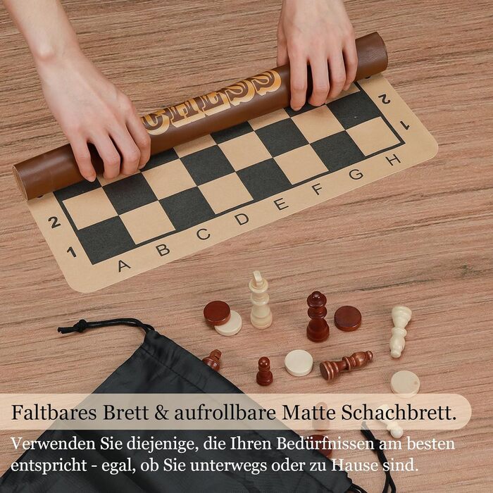 Шаховий набір Joneytech 2 в 1 магнітний, 39х39 см, дерев'яний, складаний, для дорослих та дітей, з додатковою королевою