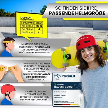 Велошолом DUNLOP SPORTS для дітей, підлітків і дорослих, легкий та міцний міський універсальний шолом, 14 вентиляційних отворів, швидке регулювання, автоматичне підлаштування розміру, тест «Дуже добре»