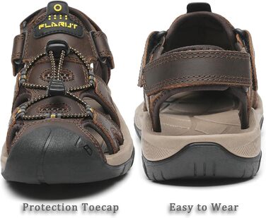 Чоловічі сандалі FLARUT для туризму та пляжу, шкіряні трекінгові, темно-коричневі, 42 EU