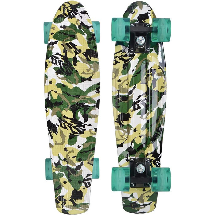 Ретро скейтборд Schildkröt Free Spirit Camouflage, преміум якість, LED колеса, ABEC7