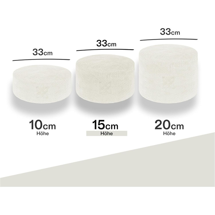 Крісло для медитації Cushy™ – кругле, 15 см – з наповнювачем з пшениці, для медитації та релаксації, Made in Germany (Milky Marshmallow)