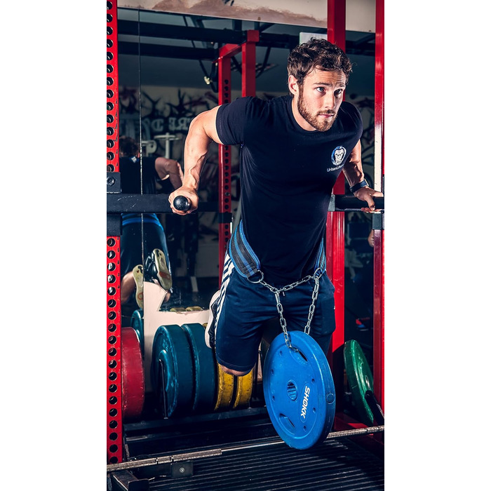 Діп-пояс Urban Lifters з металевим ланцюгом 80 см, для підтягувань, віджимань, пауерліфтингу та важкої атлетики, широка спинка 15 см