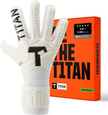 Воротарські рукавички T1TAN Classic 1.0 з захистом пальців, футбольні рукавички для воротаря, різні розміри та кольори, модель White-Out