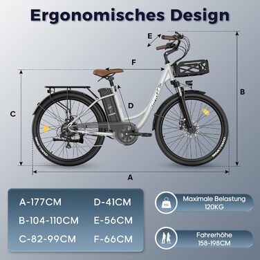 Електровелосипед Fafrees F26 26 дюймів, 250Вт, 36В 20.3А·год, для міста, для жінок і чоловіків, запас ходу 80-200 км, навантаження 120 кг, 7 швидкостей