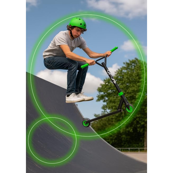 Скутер Freestyle Carromco Profi Stunt Roller Action Rider 100 – зелено-чорний, з HIC-компресією