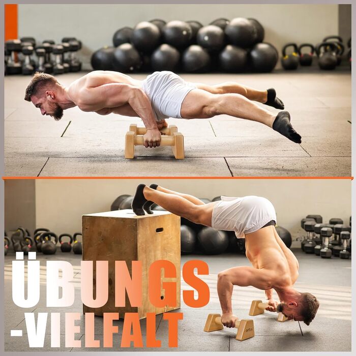 Дерев'яні упори для віджимань DH FitLife, нековзкі паралетси для віджимань, гімнастики та кросфіту, тренування сили, для дому та вулиці