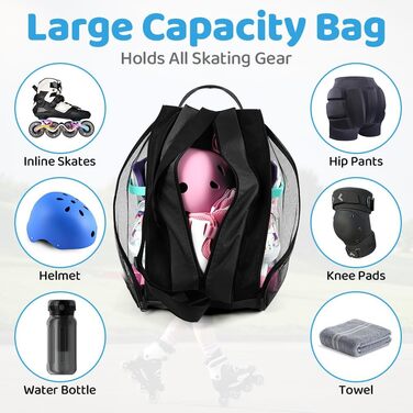Сумка для роликів Flintronic, сумка для інлайнів, сумка для скейтборду, сумка для ковзанів з регульованим плечовим ременем, велика місткість (чорна)