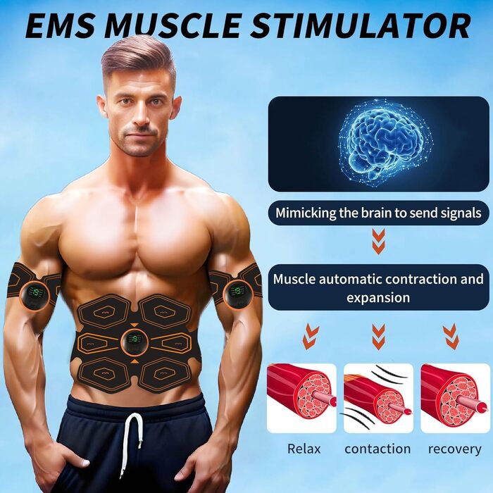EMS тренажер для пресу Pro, електростимулятор м'язів для розвитку та фітнесу, тренажер EMS, стимуляція рук та ніг