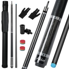 Професійний більярдний кий AKLOT Stellar Titanium з карбонового волокна, 147 см, 540 г, кінчик 12,5 мм, з низьким відхиленням для дорослих