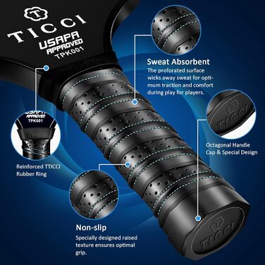 Набір пікбол paddles TICCI: 2 paddles, 4 м'ячики, сумка, схвалено USAPA