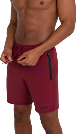 Шорти спортивні чоловічі короткі TCA - чоловічі шорти для занять спортом з кишенями на блискавці, червоні