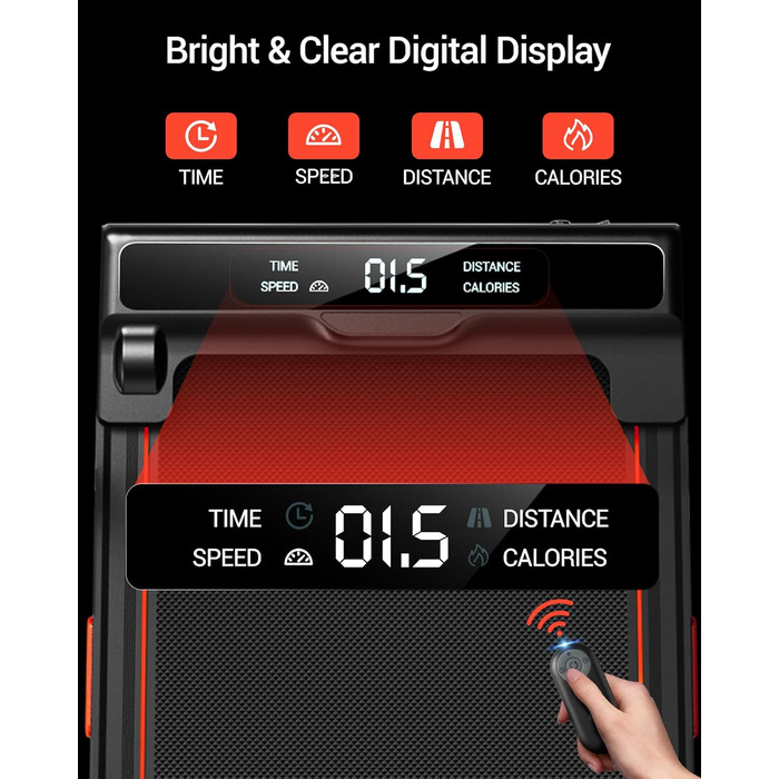 Walking Pad з нахилом 15% та швидкістю 10 км/год: компактний біговий тренажер для дому та офісу, LED-дисплей, пульт дистанційного керування, 2.5PS, максимальне навантаження 136 кг, тиха робота
