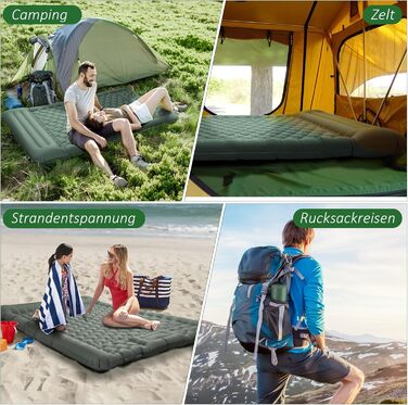 Кемпінговий килимок Jaztral самонадувний, 12 см, для відпочинку на природі, 137x200 см (подвійний).