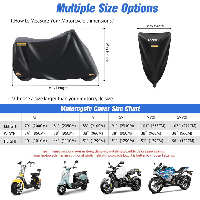 Водонепроникний мотоциклетний чохол Outdoor 420D Oxford для мотоциклів та скутерів (M 200x86x101cm)