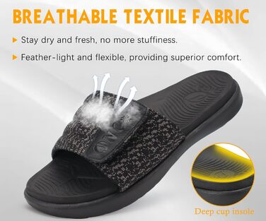Чоловічі шльопанці ONCAI для душу та басейну з липучкою, відкриті пальці, спортивні, літні, для дому, відпочинку, м'яка гумова підошва, розмір 40-49, чорний