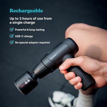 Масажер Homedics NOVO+ з підігрівом та охолодженням – електричний масажер з регулюванням температури, 4 насадки, 6 інтенсивностей, USB-зарядка, кейс