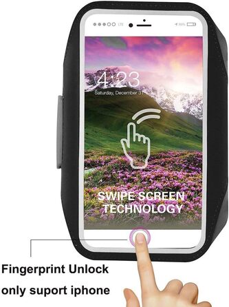 Спортивна стрічка на руку для iPhone 16 Pro Max, 16 Plus, 15 Pro Max, 15 Plus, 14 Pro Max, Samsung S24, S23, S22 Ultra. Тримач для телефону на руку для бігу, спорту. Підходить для телефонів 6.3'-7.0' (5.1'-6.5'). Чорний