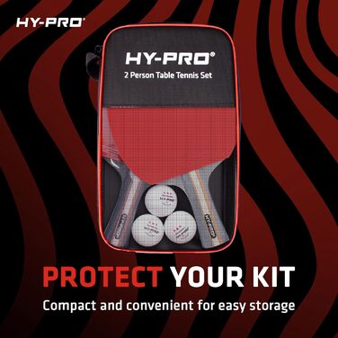 Набір для настільного тенісу Hy-Pro для 2 гравців: 2 ракетки, 3 м'ячі, сумка для зберігання, м'ячі 3 зірки