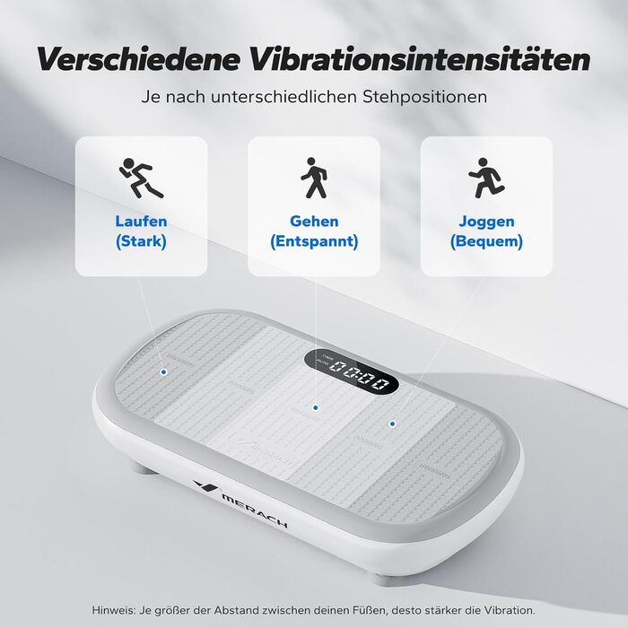 Вібраційна платформа MERACH для тренувань та фігури, амплітуда 13 мм, вантажопідйомність 200 кг, силіконовий педал, Bluetooth-динамік (сірий)